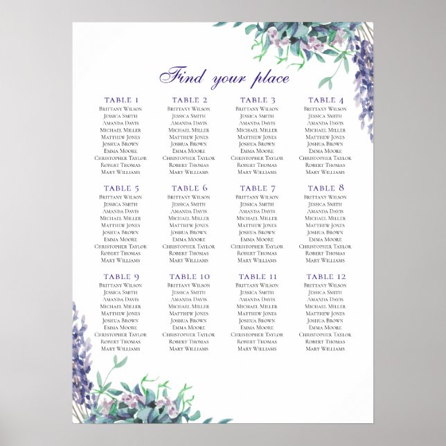 Violette Blumen Sitzkarte drucken. Aquamarine Hoch Poster (Vorne)
