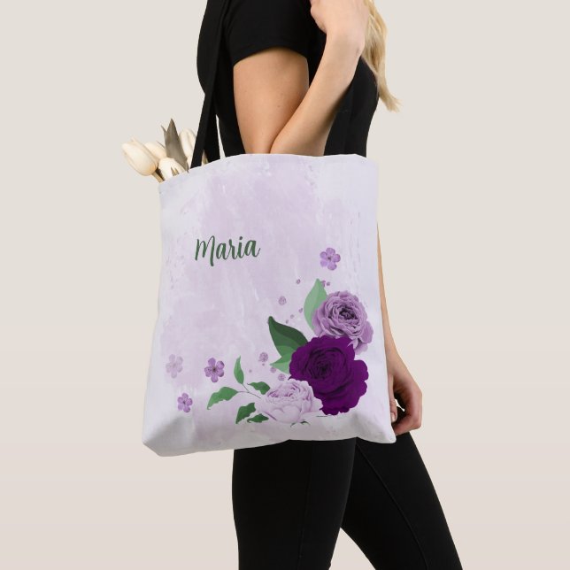 violette Blumen Tasche (Von Nahem)