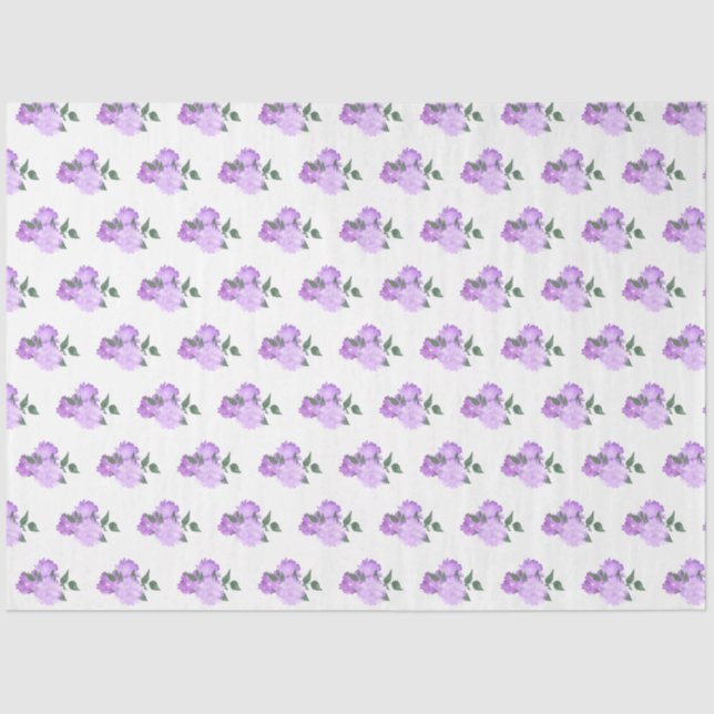 Violette Blumen und Grünmuster Seidenpapier (Vorderseite)