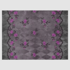 Violette Blumen und schwarze Imitat im Dekor Seidenpapier