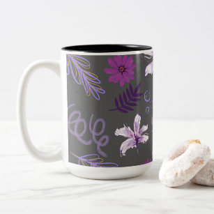 Violette Blumen und Wirbel Zweifarbige Tasse