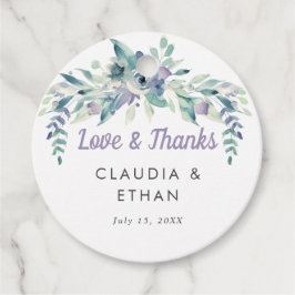 Violette Blumen Wasserfarbe Blau Grau Liebe & Dank Geschenkanhänger