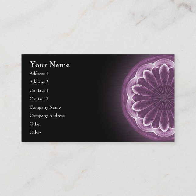 Violette Blumenblatt-Mandala - Visitenkarte (Vorderseite)