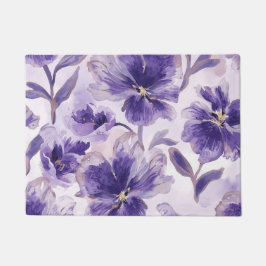 Violette Blüten Aquarell Lila Blumen Gemalt Fußmatte