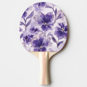 Violette Blüten Aquarell Lila Blumen Gemalt Tischtennis Schläger