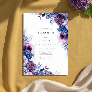 Violette Blüten Romantische Hochzeit Einladung