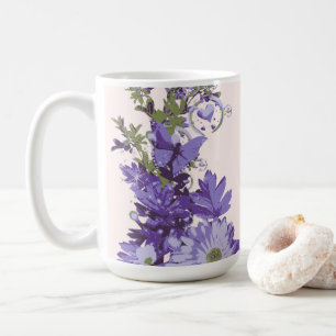 Violette Blütenmuster   Kaffeetasse