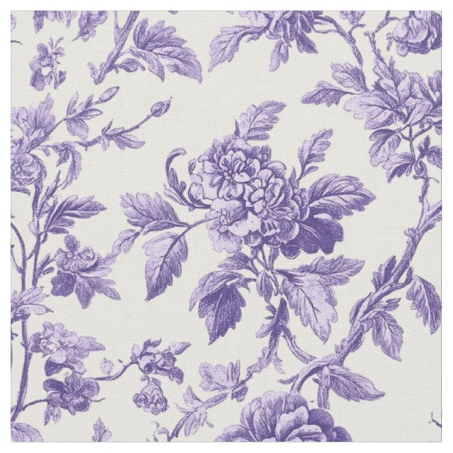 Violette botanische Blumeng toile Stoff (Nahaufnahme)