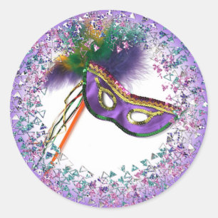 Violette Feder Masken Maskenball-Party Runder Aufkleber
