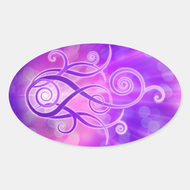 Violette Flamme/violettes Feuer Ovaler Aufkleber (Vorderseite)