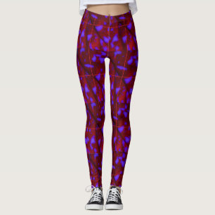 Violette Flecken auf Tiefrot Leggings