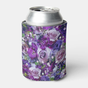 Violette Flieder-Rosen-Blumen-Gartenmuster Dosenkühler