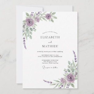 Violette Fliederblättrige Eukalyptus-Hochzeit Einladung