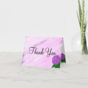 Violette Florale Wasserfarbe Monogramm Hochzeit Dankeskarte