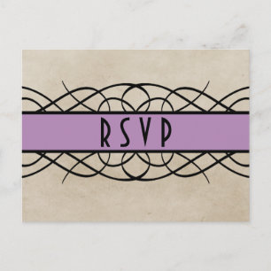 Violette Flourish-Rand RSVP-Postkarte Einladungspostkarte