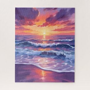 Violette Flut   Lila Sonnenuntergang Ozeanwellen