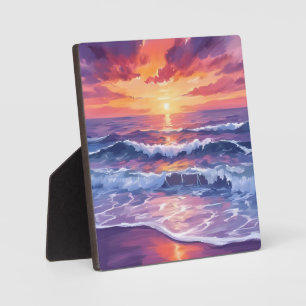 Violette Flut Lila Sonnenuntergang Ozeanwellen G Fotoplatte