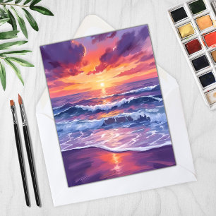 Violette Flut   Lila Sonnenuntergang Ozeanwellen K