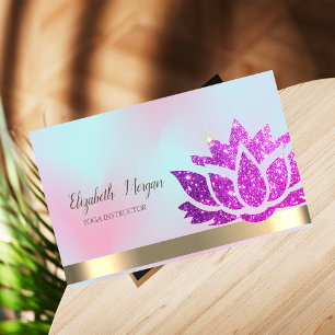 Violette Glitter-Lotus-Blumen-Yoga-Holografische Visitenkarte