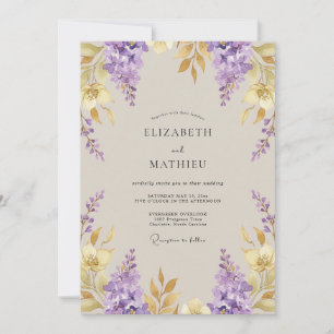 Violette Gold Wisteria Hochzeit Einladung