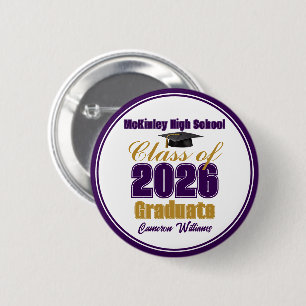 Violette Goldene Abschlussklasse 2026 Andenken Button