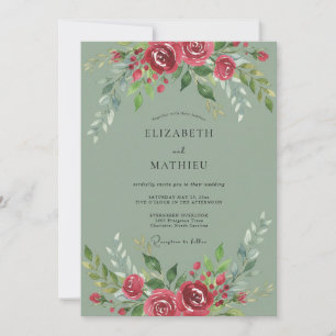 Violette graue malerische botanische Hochzeit Einladung