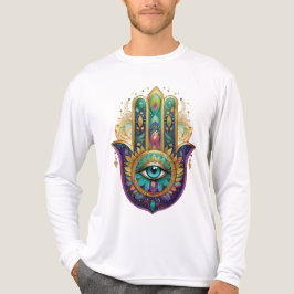 Violette Grüne Goldene Blütenblätter Hamsa Türkis  Tri-Blend Shirt