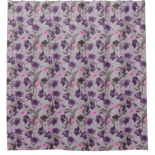 violette Handglocken und rosa Schmetterlingsmuster Duschvorhang