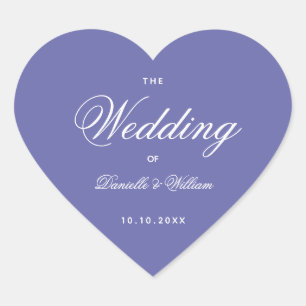 Violette Hochzeit Purpur Herz Kalligrafie Schrift  Herz-Aufkleber