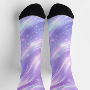 Violette holografische Muster AI-Kunst Socken