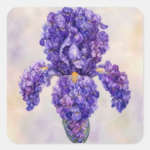 Violette Iris aus vielen Teilen Quadratischer Aufkleber