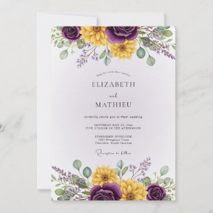 Violette lebendige botanische Hochzeit Einladung