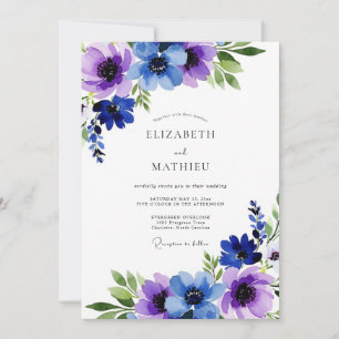 Violette leuchtende Winterhochzeit Einladung