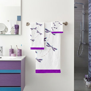 Violette Libellen Badhandtuch Set