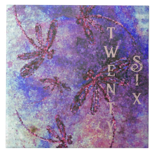 Violette Libellen-Haze Fliese (Vorderseite)