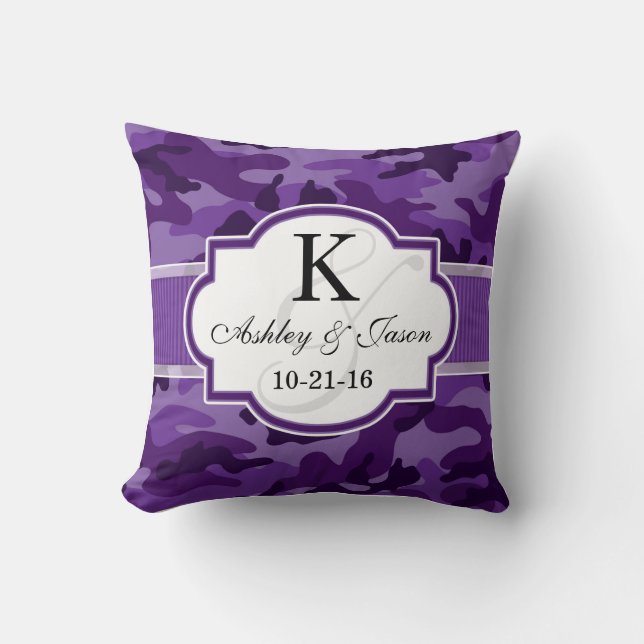 Violette Lila Camouflage, Camouflage Hochzeit Kissen (Vorderseite)