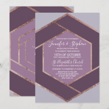 Violette lila lila Rosen-Goldhexagon-Hochzeit