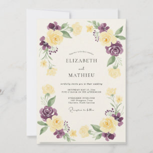 Violette Maisgemalte Hochzeit Einladung