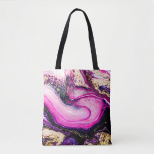 Violette Marmorwirbel mit glitzerndem Gold Tasche