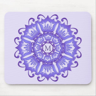 Violette mit BlumenMandala. Monogramm Mousepad