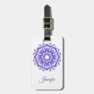 Violette mit BlumenMandala. Name Gepäckanhänger