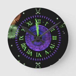 Violette Mitternachtsuhr Runde Wanduhr