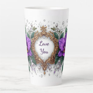 Violette Orchideen-Blumenrahmen Milchtasse