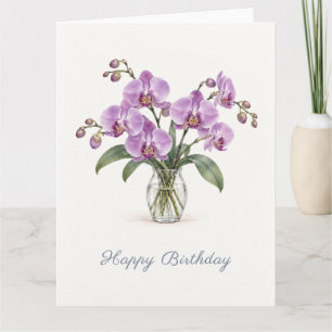 Violette Orchideen zum Geburtstag Karte