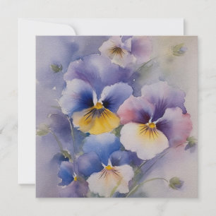 Violette Pansy-Aquarell-Hallo-Sympathie Karte