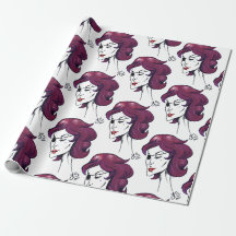 Violette Piratenlady Purpurhaar-Frau Zeichnung Kun