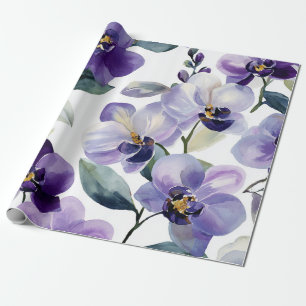 Violette Purpur Orchidee Elegante Florale Botanik Geschenkpapier