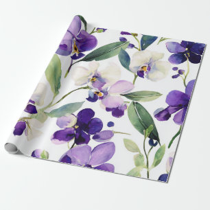 Violette Purpur Orchidee Elegante Florale Botanik Geschenkpapier