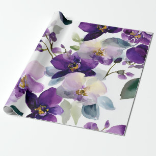 Violette Purpur Orchidee Elegante Florale Botanik Geschenkpapier