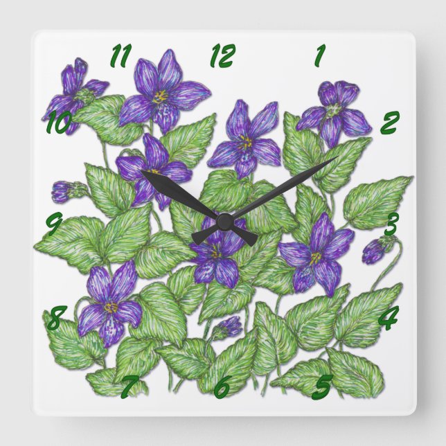 Violette Quadratische Wanduhr (Vorderseite)